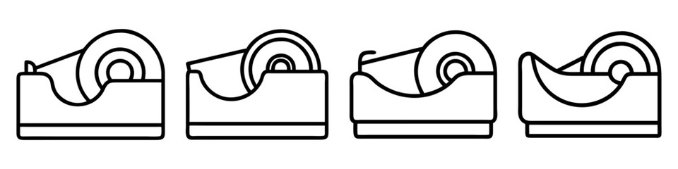 tape dispenser icon, office line art, office vector - simple black line art icon of tape dispenser perfect for logos, and office-themed designs.