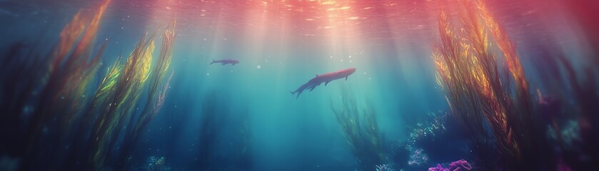 Obraz premium Majestic underwater landscape from above