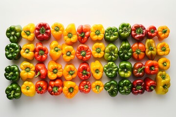 Colorful Bell Peppers Arranged in Rainbow Pattern