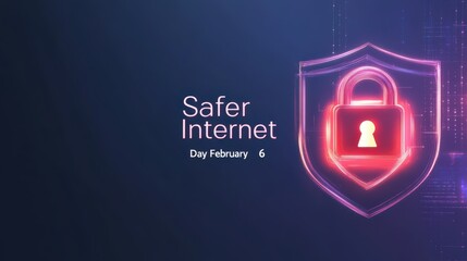Promoting online safety and security, safer internet day is observed every year on february 6th, symbolized by a glowing shield and lock against a dark digital background