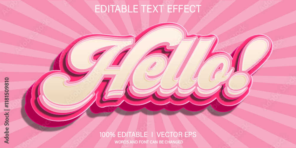 Poster hello vector text effect with modern style design