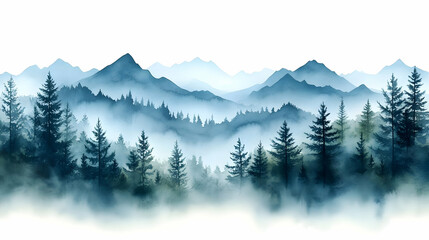 Misty Mountain Forest Landscape