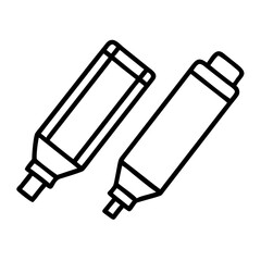 dry erase markers icon, office line art, office vector - simple black line art icon of dry erase markers perfect for logos, and office-themed designs.