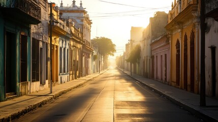 Obraz premium Golden Hour in a Colonial Street