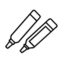 dry erase markers icon, office line art, office vector - simple black line art icon of dry erase markers perfect for logos, and office-themed designs.