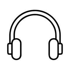 headphones icon, office line art, office vector - simple black line art icon of headphones perfect for logos, and office-themed designs.