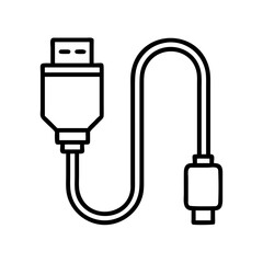 hdmi cable icon, office line art, office vector - simple black line art icon of hdmi cable perfect for logos, and office-themed designs.