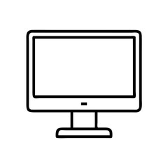 monitor icon, office line art, office vector - simple black line art icon of monitor perfect for logos, and office-themed designs.