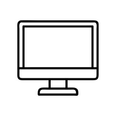 monitor icon, office line art, office vector - simple black line art icon of monitor perfect for logos, and office-themed designs.
