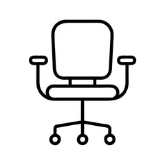 office chair icon, office line art, office vector - simple black line art icon of office chair perfect for logos, and office-themed designs.