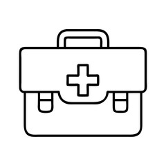 office first aid kit icon, office line art, office vector - simple black line art icon of office first aid kit perfect for logos, and office-themed designs.