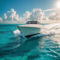 Fototapeta premium Thrilling Ride on a Speed Boat