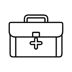 office first aid kit icon, office line art, office vector - simple black line art icon of office first aid kit perfect for logos, and office-themed designs.