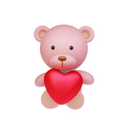 Happy Valentine's Day Banner Greeting Card Heart Shape on white background. 3d render.