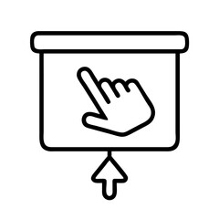 presentation clicker icon, office line art, office vector - simple black line art icon of presentation clicker perfect for logos, and office-themed designs.