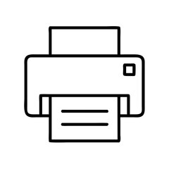 printer icon, office line art, office vector - simple black line art icon of printer perfect for logos, and office-themed designs.