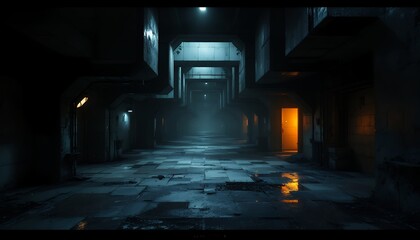 Fototapeta premium Mysterious Dark Corridor: A Digital Art Exploration