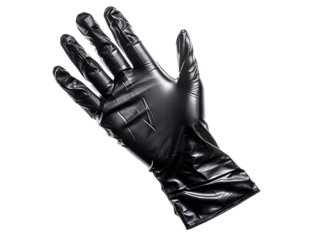 black rubber glove isolated on transparent background or white background, png rubber glove cutout