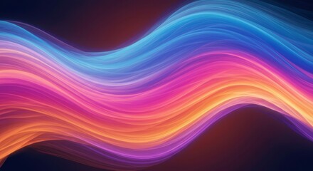 Obraz premium Abstract Spectrum Waves: A captivating abstract digital artwork featuring vibrant, flowing waves of color against a deep black background. The colors blend seamlessly.
