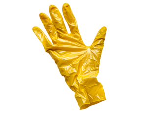 yellow rubber glove isolated on transparent background or white background, png rubber glove cutout