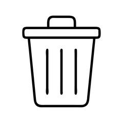 trash bin icon, office line art, office vector - simple black line art icon of trash bin perfect for logos, and office-themed designs.