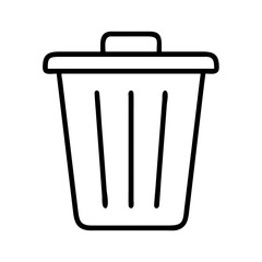 trash bin icon, office line art, office vector - simple black line art icon of trash bin perfect for logos, and office-themed designs.