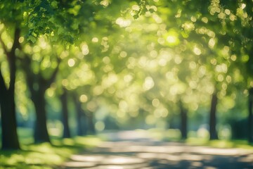 The bright sun is brilliantly shining through the trees on a warm, sunny day