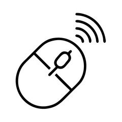 wireless mouse icon, office line art, office vector - simple black line art icon of wireless mouse perfect for logos, and office-themed designs.