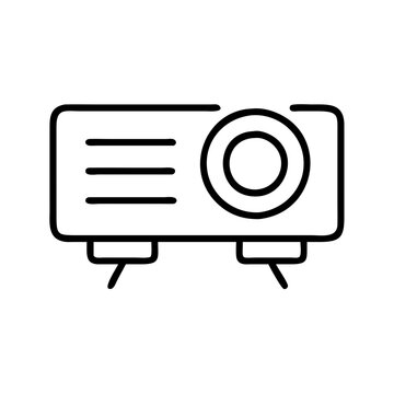recommend clip art: projector  icon, office line art, office vector - simple black line art icon of projector  perfect for logos, and office-themed designs.