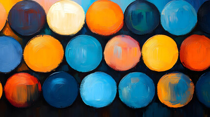 Colorful Circle Pattern: Abstract Impasto Art