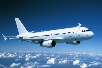 Obraz premium Commercial passenger airplane flying in the amazing blue sky and dark clouds. Travel by air transport.