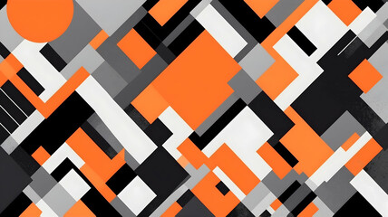 pixel abstract background, making a dynamic aesthetic with color details using a pallet from orange, white, black