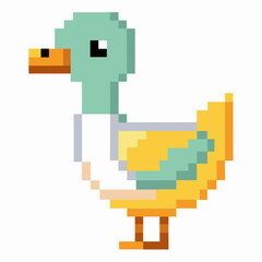 Fototapeta premium Colorful Pixel Art Duck Illustration Capturing Retro Gaming Style Vibes