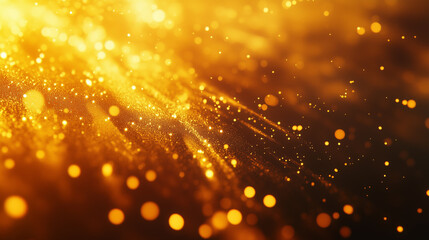 Fototapeta premium The dynamic shimmer of golden dots and lines on a black background creates a sense of celebration and energy. 