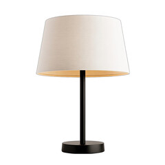 Fototapeta premium Stylish table lamp with a fabric shade on a black base, isolated on transparent background