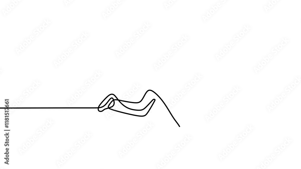 Poster continuous drawing line art of running with black line and white background. one line animation