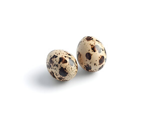 Obraz premium Two realistic quail eggs isolated on a white background, PNG image. 