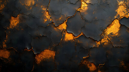 Black and Gold Cracked Texture Background