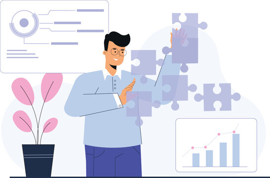 Puzzle-solving illustration, showcasing dynamic strategies and creative approaches.