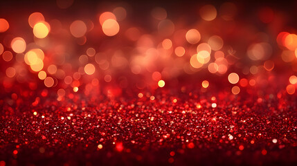 Red Glitter Sparkle Background with Bokeh Lights