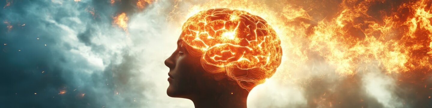 Creativity concept with a brain exploding in colors. Mind blown concept.