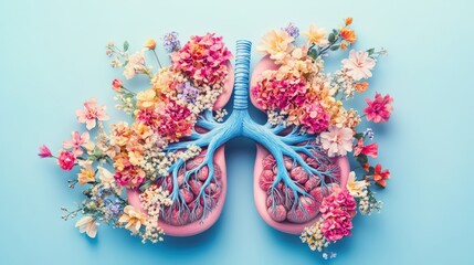 Pastel flora anatomy of lungs World Tuberculosis Day