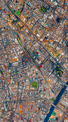 Aerial View of Complex Urban Grid Map with Streets and Zones