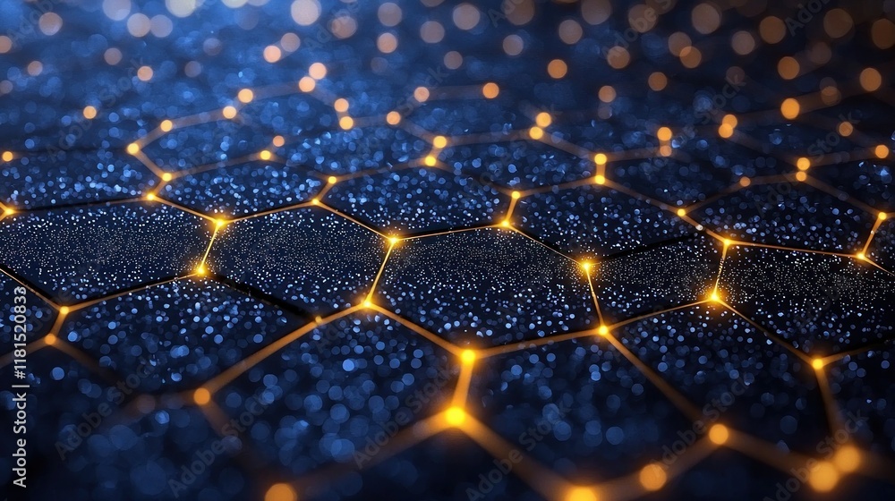 Poster abstract hexagon network: a digital universe of interconnection