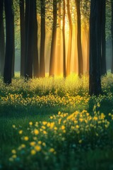 Landscape of mountains and meadows. spring meadow or forest. beauty in nature