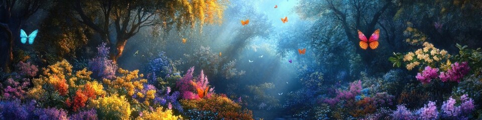 Naklejka premium spring beautiful meadow flowers nature butterflies close-up.