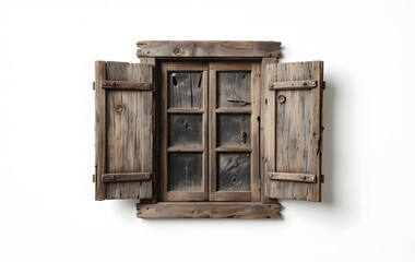 old rustic wooden window isolated 
