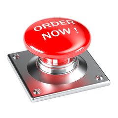 Red order now button prompting urgent action on transparent background