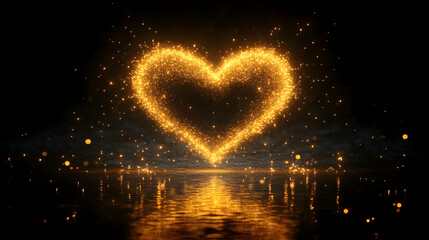 Golden Heart Sparkle Reflection