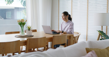 Asia people young woman video call talk chat help guide online at home by AI tele consult telehealth telemedicine app clinic in IoT device collect ECG data heart pulse sleep rate on cloud computing.